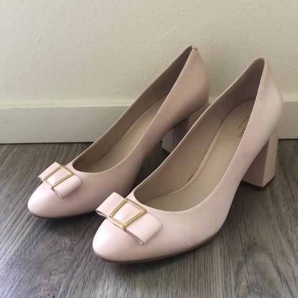 cole haan emory bow block heel pumps